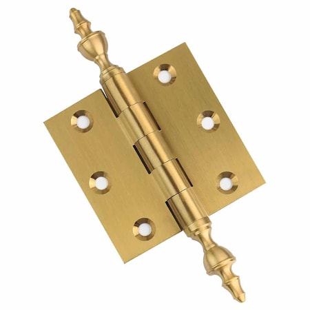 Embassy 3 x 3 Solid Brass Hinge, Satin Brass Finish with Urn Tips 3030US4U-1